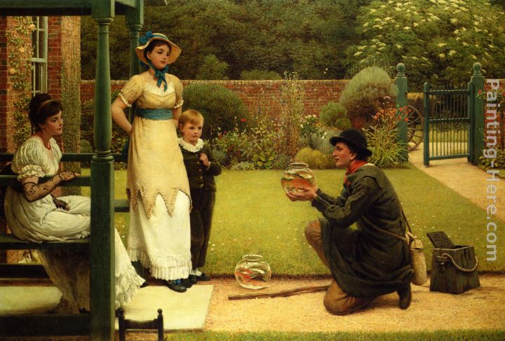 The Goldfish Seller painting - George Dunlop, R.A., Leslie The Goldfish Seller art painting